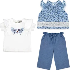 Rose Textiles Baby Sets*- 3Pk Baby Girl Pant Set, Blue Floral