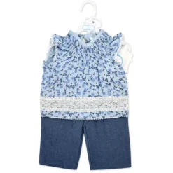 Rose Textiles Baby Sets*- 3Pk Baby Girl Pant Set, Blue Floral