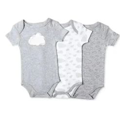 Rose Textiles Baby Onesies & Bodysuits*- 3Pk Baby Neutral Heather Bodysuit, Cloud