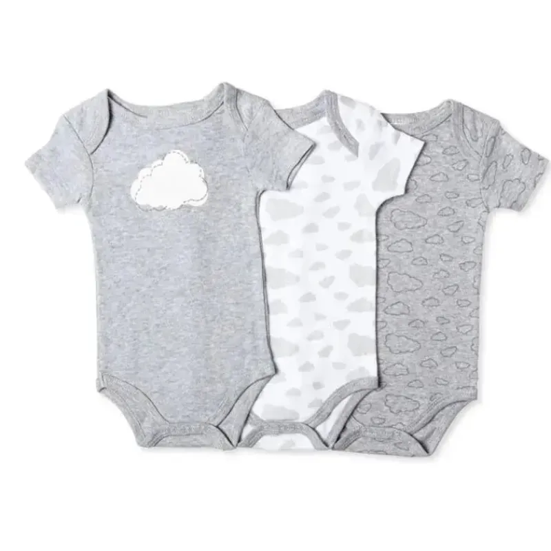 Rose Textiles Baby Onesies & Bodysuits*- 3Pk Baby Neutral Heather Bodysuit, Cloud