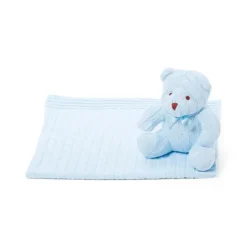 Rose Textiles Blankets & Quilts*- 2Pk Knit Bear & Blanket, Blue