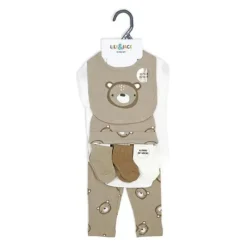 Rose Textiles Clothing Gift Set|Baby Sets*- 10Pk Neutral Socks Hanging Set, Beige Bear
