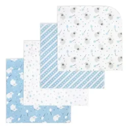 Rose Textiles Blankets & Quilts*- 4Pk Receiving Blanket, Blue Elephant & Balloon