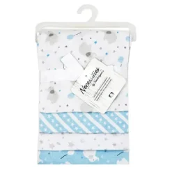 Rose Textiles Blankets & Quilts*- 4Pk Receiving Blanket, Blue Elephant & Balloon