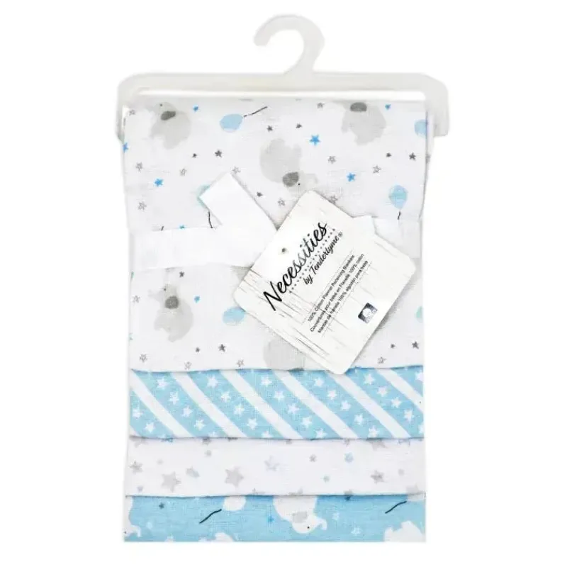 Rose Textiles Blankets & Quilts*- 4Pk Receiving Blanket, Blue Elephant & Balloon