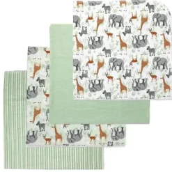 Rose Textiles Blankets & Quilts*- 4Pk Receiving Blanket, Sage Safari