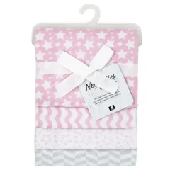 Rose Textiles Swaddles & Wearable Blankets*- 4Pk Receiving Blanket Pink Stars