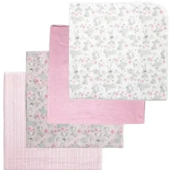 Rose Textiles Blankets & Quilts*- 4Pk Receiving Blanket Pink Bunnies