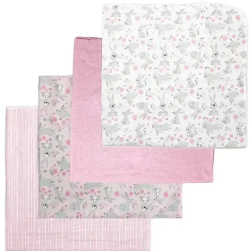 Rose Textiles Blankets & Quilts*- 4Pk Receiving Blanket Pink Bunnies
