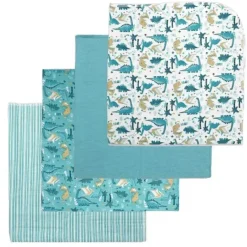 Rose Textiles Blankets & Quilts*- 4Pk Receiving Blanket Teal Dino