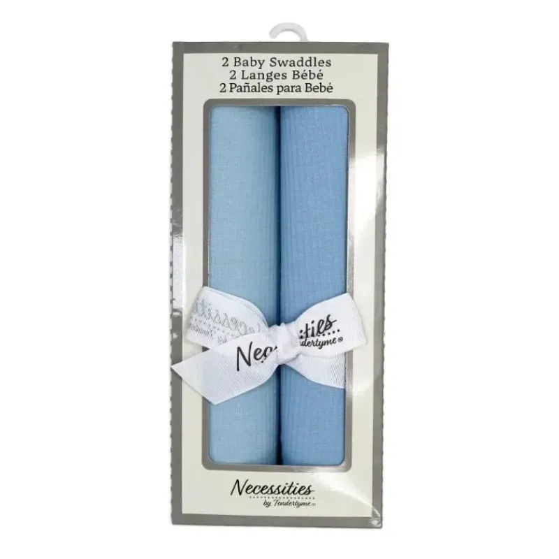 Rose Textiles Swaddles & Wearable Blankets*- 2Pk Rib Blue Knit Swaddles
