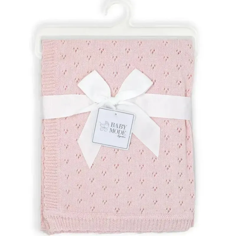 Rose Textiles Blankets & Quilts*- Pointelle Baby Blanket, Pink
