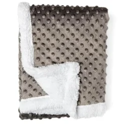 Rose Textiles Blankets & Quilts*- Popcorn Sherpa Blanket, Grey