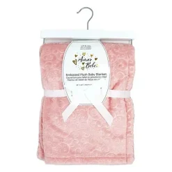 Rose Textiles Blankets & Quilts*- Pressed Plush Blanket, Rose Damask