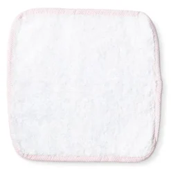 Rose Textiles Baby Washcloths*- Solid Washcloth With Striped Trim, Pink