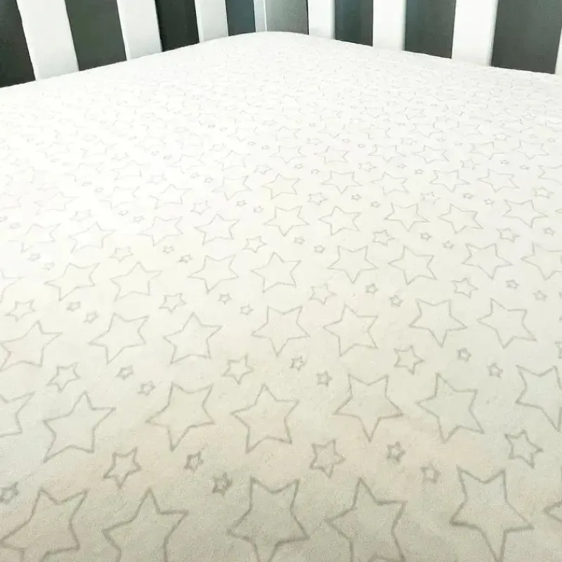 Rose Textiles Crib & Bed Sheets*- Star Flannel Crib Shee,: Grey