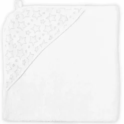 Rose Textiles Baby Bath Towels*- Star Muslin Lined Hooded Towel, Grey