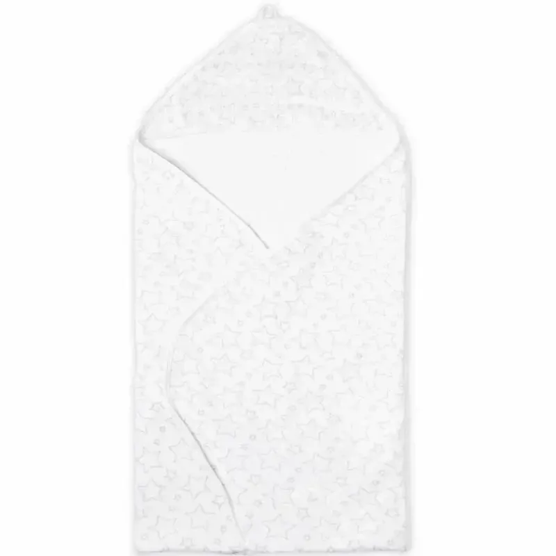 Rose Textiles Baby Bath Towels*- Star Muslin Lined Hooded Towel, Grey