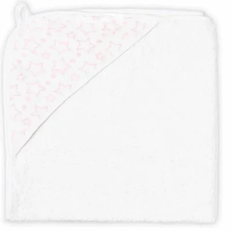 Rose Textiles Baby Bath Towels*- Star Muslin Lined Hooded Towel, Pink