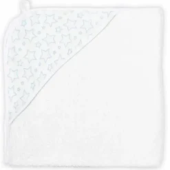 Rose Textiles Baby Bath Towels*- Star Muslin Lined Hooded Towel, Blue