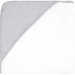 Rose Textiles Baby Bath Towels*- Striped Hooded Towel, Grey