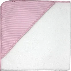 Rose Textiles Baby Bath Towels*- Striped Hooded Towel, Pink