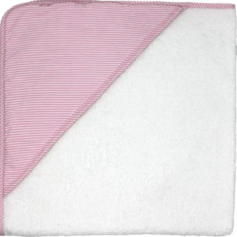 Rose Textiles Baby Bath Towels*- Striped Hooded Towel, Pink
