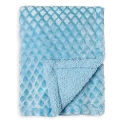 Rose Textiles Blankets & Quilts*- Textures Plush 2 Layer Blanket, Blue