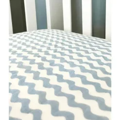 Rose Textiles Crib & Bed Sheets*- Wave Muslin Crib Sheet, Blue