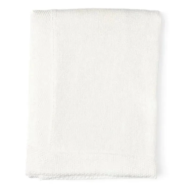 Rose Textiles Blankets & Quilts*- White Knit Blanket With Border