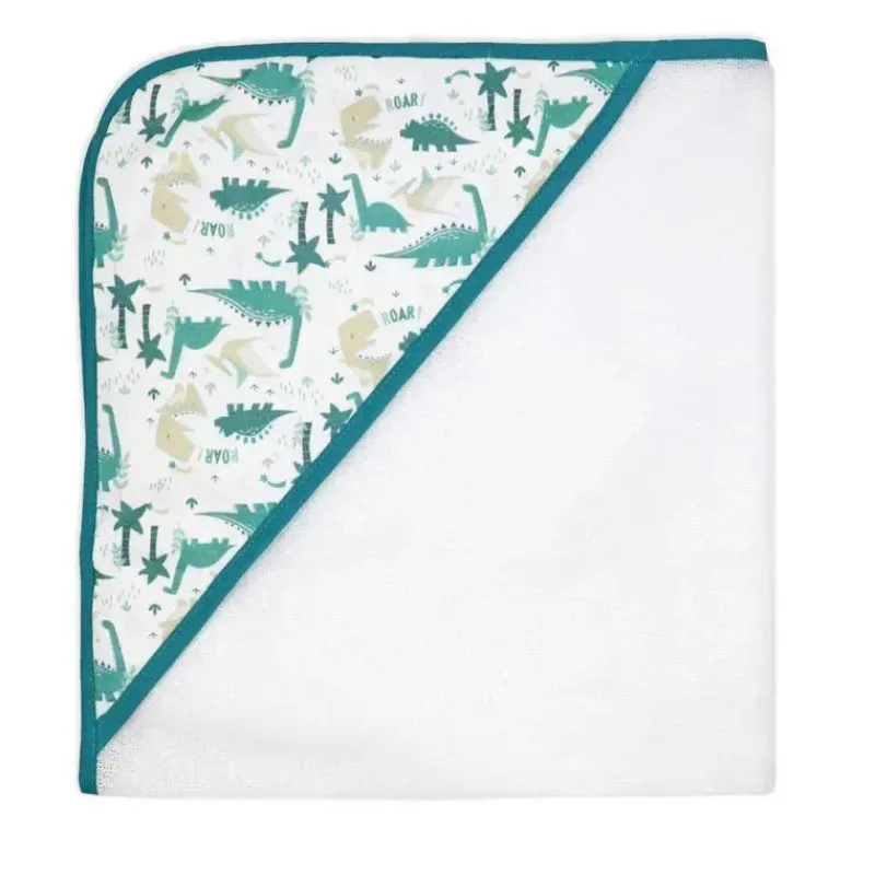 Rose Textiles Baby Bath Towels*- 8Pc Bath Set - 5 Hooded Towels W/ 3 Washcloths, Dino