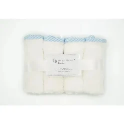 Rose Textiles Baby Washcloths*White w/ Blue Striped Trim Baby Washcloths
