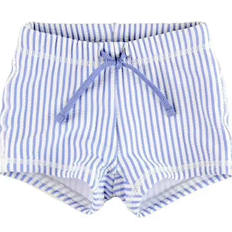 RuffleButts Baby Swimming Clothes*- Baby Boy Periwinkle Blue Seersucker Swim Shorties