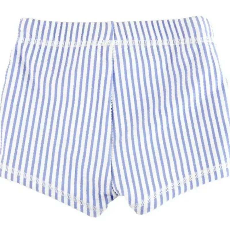 RuffleButts Baby Swimming Clothes*- Baby Boy Periwinkle Blue Seersucker Swim Shorties