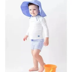 RuffleButts Baby Swimming Clothes*- Baby Boy Periwinkle Blue Seersucker Swim Shorties