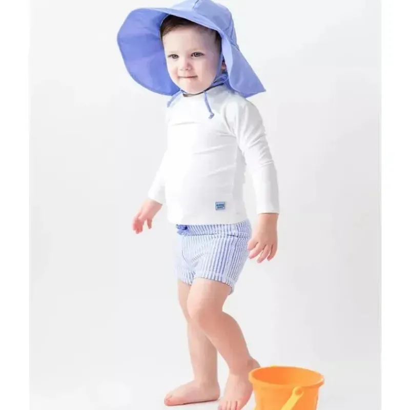 RuffleButts Baby Swimming Clothes*- Baby Boy Periwinkle Blue Seersucker Swim Shorties