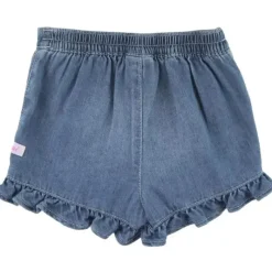 RuffleButts Baby Swimming Clothes*- Baby Girl Light Wash Denim Ruffled Skort