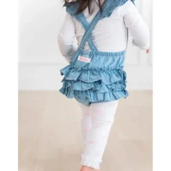 RuffleButts Baby One-Pieces*- Baby Girl Light Wash Flutter Overall Rumper