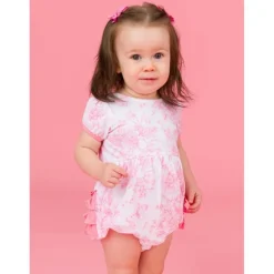 RuffleButts Baby Swimming Clothes*- Baby Girl Puff Short Sleeve Bow Bubble Romper
