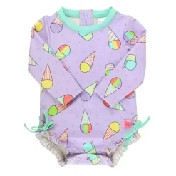 RuffleButts Baby Swimming Clothes*- Baby Girl Snow Cones Long Sleeve One Piece Rash Guard