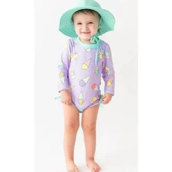RuffleButts Baby Swimming Clothes*- Baby Girl Snow Cones Long Sleeve One Piece Rash Guard