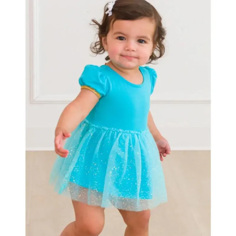 RuffleButts Dresses|Baby Dresses & Skirts*- Baby Girls Apple Princess Bow Twirl Romper Short Sleeve