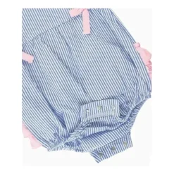 RuffleButts Baby One-Pieces*- Baby Girls Blue Seersucker Classic Ruffle Bubble