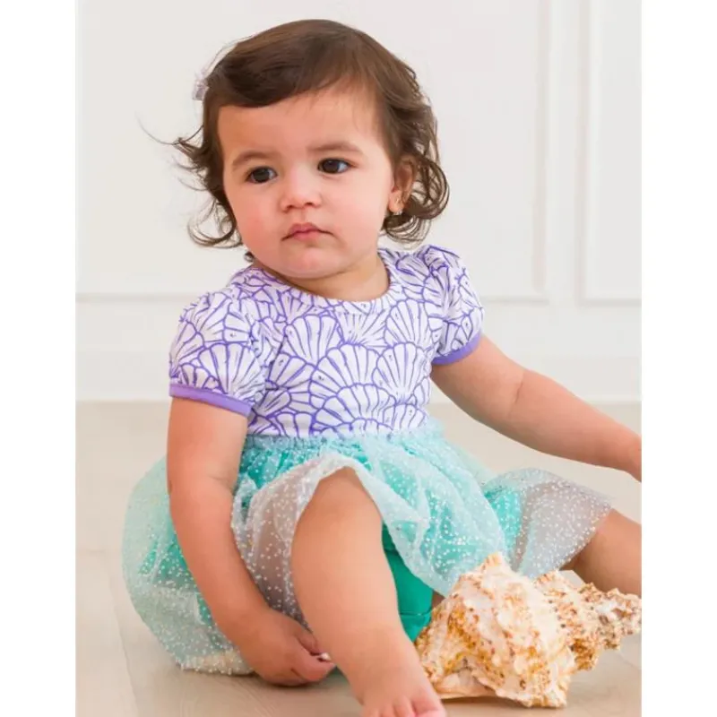 RuffleButts Dresses|Baby Dresses & Skirts*- Baby Girls Mermaid Princess Bow Twirl Romper