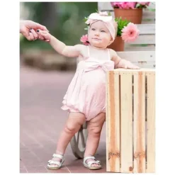 RuffleButts Baby One-Pieces*- Baby Girls Pink Seersucker Bow Front Woven Bubble Romper