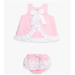 RuffleButts Baby Swimming Clothes*- Baby Girls Pink & White Swing Top & Bloomer Set Pink