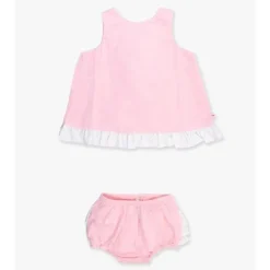 RuffleButts Baby Swimming Clothes*- Baby Girls Pink & White Swing Top & Bloomer Set Pink