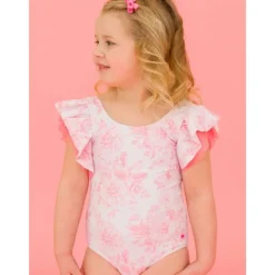 RuffleButts Baby Swimming Clothes*- Butterfly Sleeve One Piece, Bubblegum Pink