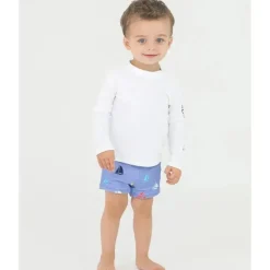 RuffleButts Baby Sleepwear*- Down By The Bay Swim Shorties, Blue