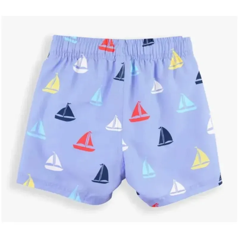 RuffleButts Baby Swimming Clothes*- Down By The Bay Swim Trunks, Blue